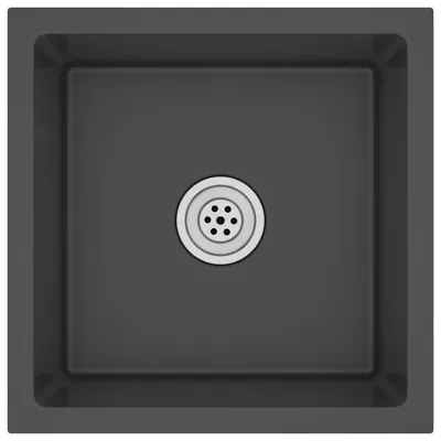 Image de vidaXL Evier à encastrer fait main noir acier inoxydable