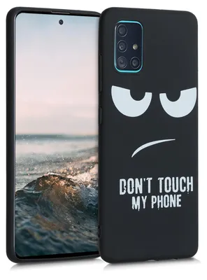 Produktbild von kwmobile Hülle kompatibel mit Samsung Galaxy A51 - Handyhülle Silikon Case - Don't touch my Phone Weiß Schwarz