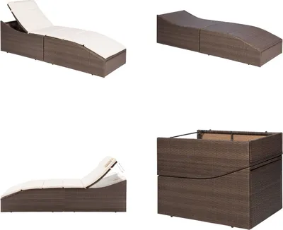 Produktbild von vidaXL Sonnenliege mit Polsterauflage Poly Rattan Braun - Sonnenliege - Sonnenliegen - Rattanliege - Rattanliegen