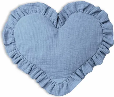 Produktbild von DOLCE SONNO Kopfkissen für Babys in Herzform aus Baumwoll-Musselin – Jeans