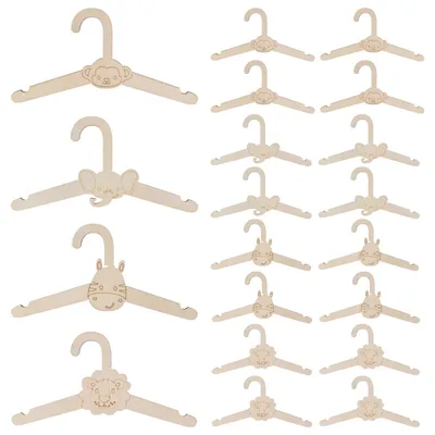 Productafbeelding van Set van 20 Houten Baby Hangers met Dierenmotieven en Antislip