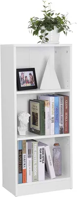 Produktbild von Famanu Bücherregal mit 3 Regalen - Regal mit verstellbaren Fächern - 40 x 24 x 93 cm