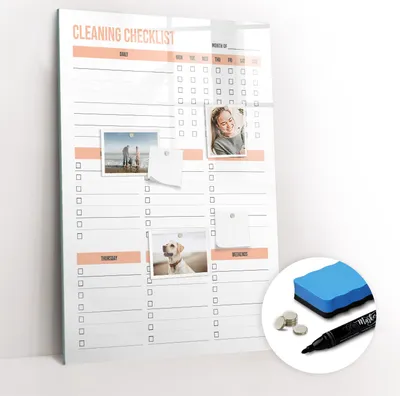 Produktbild von Magnetische Wandtafel - Schwarzer Marker + Schwamm + Magnete - 60 x 90 cm - Reinigungsplanerin