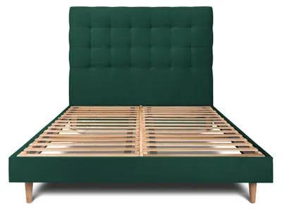 Produktbild von Bett mit gepolstertem Kopfteil – Samtstoff - 180 x 200 cm