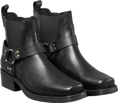 Produktbild von Woodland Herren Stiefeletten Harley Harness aus Leder, Schwarz, 42 EU, mit seitlichen elastischen Einsätzen, Textil-Innenmaterial und Gummi-Sohle