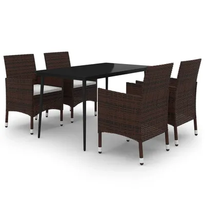 Immagine prodotto di set da pranzo da giardino 5 pezzi vidaXL con cuscini in rattan e vetro