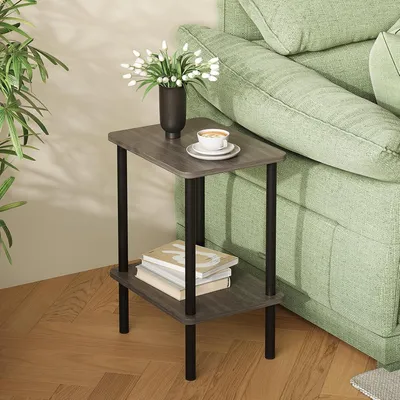 Obrázok produktu pre Nočný stolík drevený 2 zvieracie nočné stolíky úzke 40x30x52cm sivé