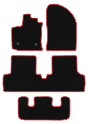 Productafbeelding van Velours automatten voor Dacia Lodgy vanaf 2012 – 4-delig, zwart/rood, op maat – Wielganizator CARLUX
