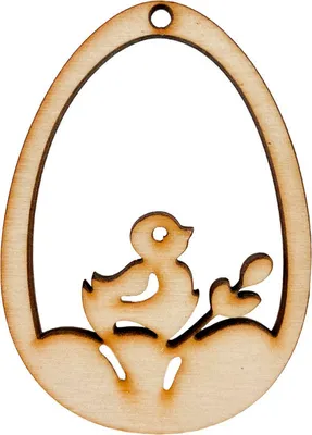 Zdjęcie produktu dla Jajko drewniane zawieszka 7cm - Decor kurczaczek