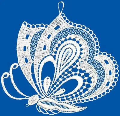 Produktbild von Fensterbild "Schmetterling" ecru, 15 x 17 cm, Original Plauener Spitze