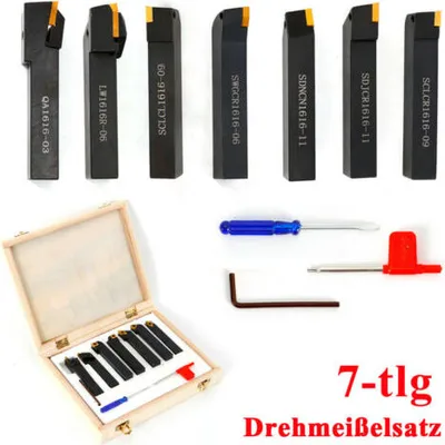 Zdjęcie produktu dla 7-częściowy zestaw narzędzi tokarskich uchwyt zaciskowy narzędzie tokarskie 16 mm zestaw narzędzi tokarskich zestaw narzędzi tokarskich do tokarki