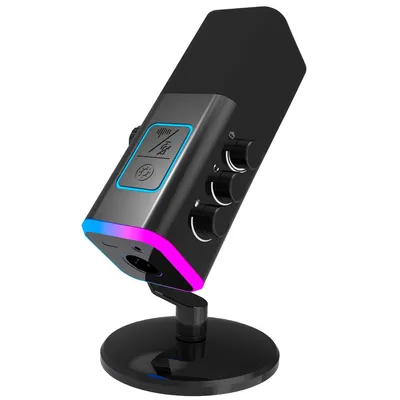 Produktbild von Computer-Mikrofon für Podcast, Gaming & Streaming, RGB-Beleuchtung, Stummschalttaste, Kopfhöreranschluss, inkl. Tischstativ