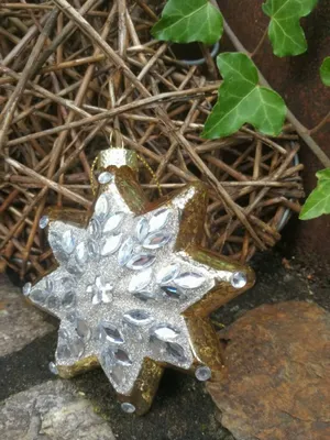 Produktbild von Christbaumkugel Stern Glitta, Gold mit Straßdeko komplett