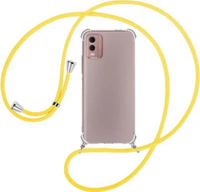 Produktbild von Handykette Backcover-Schutzhülle mit Band (Metall silberfarben) für Nokia C32 4G (6.5'') - gelb