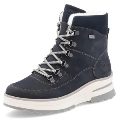 Zdjęcie produktu dla Damskie buty za kostkę Remonte z ciepłą podszewką z wełny jagnięcej i zamszu D2B74, rozmiar:39 EU, kolor:Niebieski
