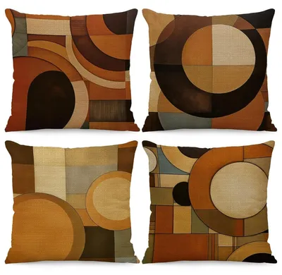 Image de Coussin décoratif - 45 x 45 cm - Lot de 4 - Polyester - Motifs géométriques