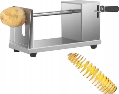 Produktbild von Manueller Spiralkartoffelschneider, halbautomatischer gestreckter Edelstahl, geeignet für Kartoffeln, Gurken, Karotten, Obst, Gemüse