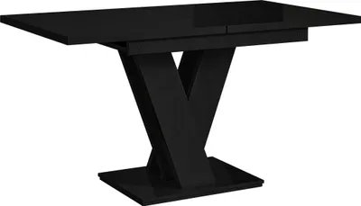 Produktbild von MEBLINI Esstisch Ausziehbar - Esszimmertisch Modern - Küchentisch - Säulentisch - Ausziehtisch - Dining Table - Esszimmertische - 120-160x80x75cm - MASIV - Schwarz Hochglanz