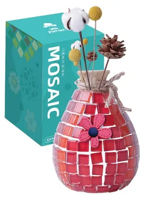 Image de Vase en Mosaïque Kit DIY Rouge - Kit créatif Vase à fleurs en mosaïque de verre dès 5 ans
