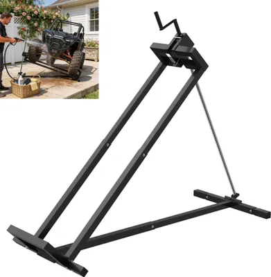 Image de LZQ Élévateur pour tracteur tondeuse, 400 kg, angle d'inclinaison de 45°, dispositif de levage pour tracteur tondeuse autoporté, plate-forme élévatrice, aide au nettoyage, noir