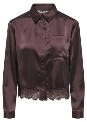 Produktbild von Only ONLINDONA L/S SATIN LACE SHIRT WVN Chocolate Tor XL