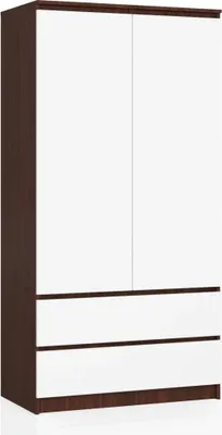 Produktbild von Kleiderschrank mit Schubladen, 90 cm, LOTA – Wenge/Weiß