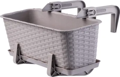 Produktbild von KADAX Balkontopf mit Untersatz "Frette", Balkonkasten mit Griffen, 40cm, Karamell