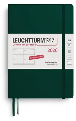 Produktbild von LEUCHTTURM1917 372530 Wochenkalender Medium (A5) 2026, 12 Monate, Forest Green,