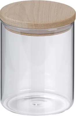 Produktbild von Kela Amelie Küchenbehälter, Borosilikatglas, Holzdeckel, Ø 10 cm, H 13 cm, 0,8 l