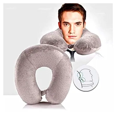 Produktbild von Reisekissen - Memory Foam Nackenkissen Stützkissen, Leichtes Quick Pack für Camping, Schlafrestkissen (grau)