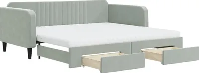Obrázek produktu pro vidaXL Rozkládací postel se zásuvkami Light Grey 100x200 cm Velvet