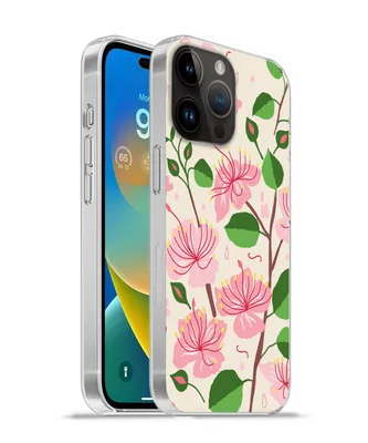 Produktbild von MuchoWow® Handyhülle Schutzhülle Hülle für Apple iPhone 14 Pro Max Blume - Rosa - Blatt - Muster Silikon Softcase Handy Hülle - Hardcover