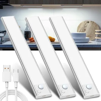 Zdjęcie produktu dla Oświetlenie pod szafki - Białe - 20 cm - Lampka LED pod szafkę z czujnikiem ruchu - Do kuchni i garderoby