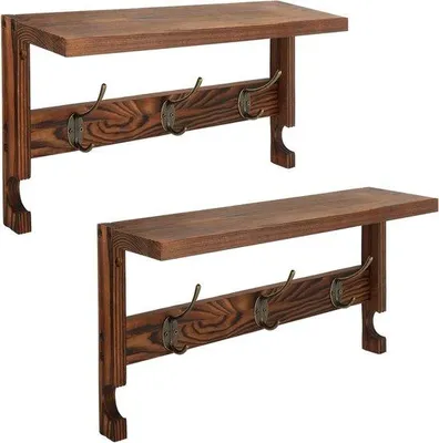 Produktbild von Famanu Wandgarderobe Vintage Holz, 40 cm, 2 Stück - Garderobe mit Haken
