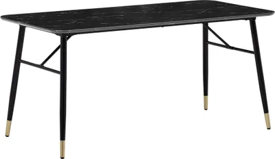 Produktbild von WOHNLING Esszimmertisch 140x80x76 cm Esstisch Schwarz in Marmor-Optik Modern Küchentisch Klein Speisetisch Rechteckig Tisch Esszimmer mit Metallbeinen