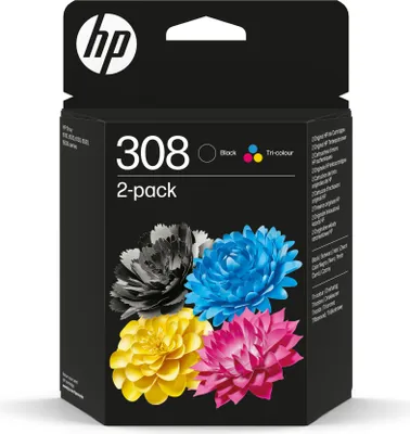 Image de HP 308 2-Pack Black/Tri-color Original Ink Cartridge Combo, 121 mm, 43,5 mm, 205 mm, 100 g