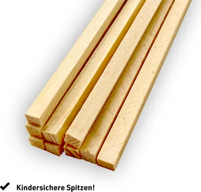 Produktbild von Holzstäbchen vierkant 400x6x6 mm Stäbchen für Basteln und Haushalt (50 Stück)