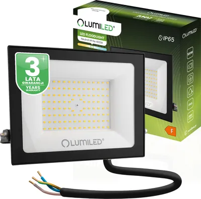 Image de LUMILED Projecteur à LED 100W super lumineux Projecteur extérieur 9000Lm Projecteur à LED pour l'extérieur IP65 étanche 4000K blanc neutre Projecteur projecteur noir