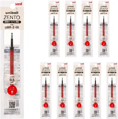 Productafbeelding van uni-ball uniball ZENTO inktvulling op waterbasis UBR-Z-05 - Set van 10 - 0,5 mm fijne punt - Rood - UBRZ05.15