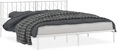 Produktbild von vidaXL Bettgestell mit Kopfteil Metall Weiß 193x203 cm