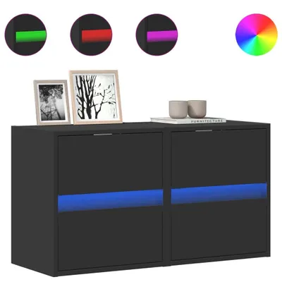 Produktbild von TV-Wandschränke mit LED-Beleuchtung 2 Stk. Schwarz 41x31x45 cm