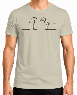 Imagen del producto de La Línea Balum, diseño "Strichmännchen" de Osvaldo Cavandoli, camiseta para hombre, color natural, talla XL