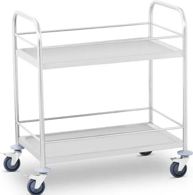 Produktbild von Expondo Royal Catering Servierwagen - Edelstahl - 2 Borde mit Reling - Ablagen: 82 x 50 cm - 300 kg -