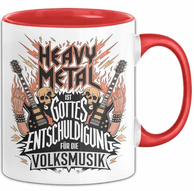 Produktbild von Heavy Metal Tasse Geschenkidee Gottes Entschuldigung (Rot)