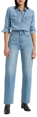 Immagine prodotto di RIBCAGE - Pantaloni a vita alta con caviglia dritta, modello Z0569, colore: chiaro