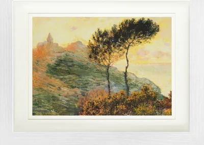 Produktbild von Claude Monet Gerahmtes Bild Mit Edlem Passepartout | Wand-Bilder | Im Bilderrahmen - Die Kirche In Varengeville, 1882 (30 x 40 cm)