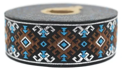 Produktbild von Elzusha – Jacquard-Webband mit geometrischen Mustern, 3,5 cm x 10 m