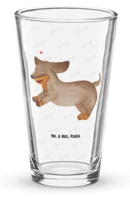 Produktbild von Mr. & Mrs. Panda Glas Hund Dackel - Transparent - Geschenk, Sprüche, Tumbler, Herz, Wasserglas, Cocktailglas, Hunde, Bierglas, Dachshund, Pintglas