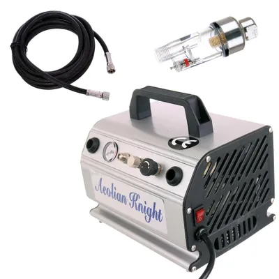 Obrázek produktu pro Špičkový airbrush kompresor s manometrem, odlučovačem vody a filtrem pro 2 stříkací pistole Fengda AS179