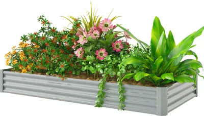 Produktbild von Hochbeet aus Stahl, Wetterbeständig Pflanzbeet mit Anti-Schnittkante Frühbeet